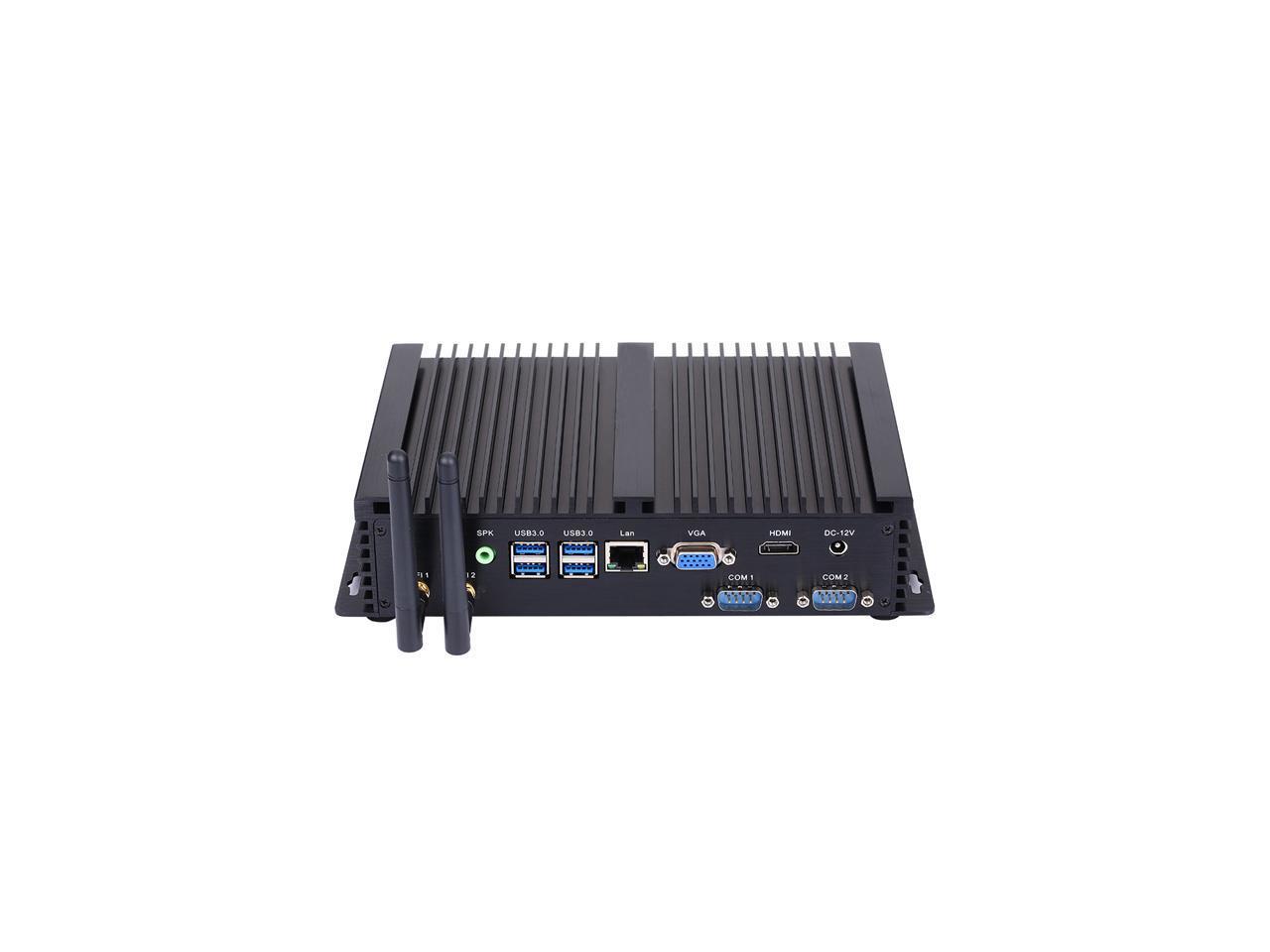 Fanless Industrial PC,Mini Computer,with Windows 10 Pro/Linux Ubuntu support,Intel Core I5 5250U,(Black),[HUNSN IM03],[2COM/4USB 3.0/3USB2.0/ LAN/ VGA/HDMI/WiFI],(8G RAM/1TB SSD/1TB HDD)